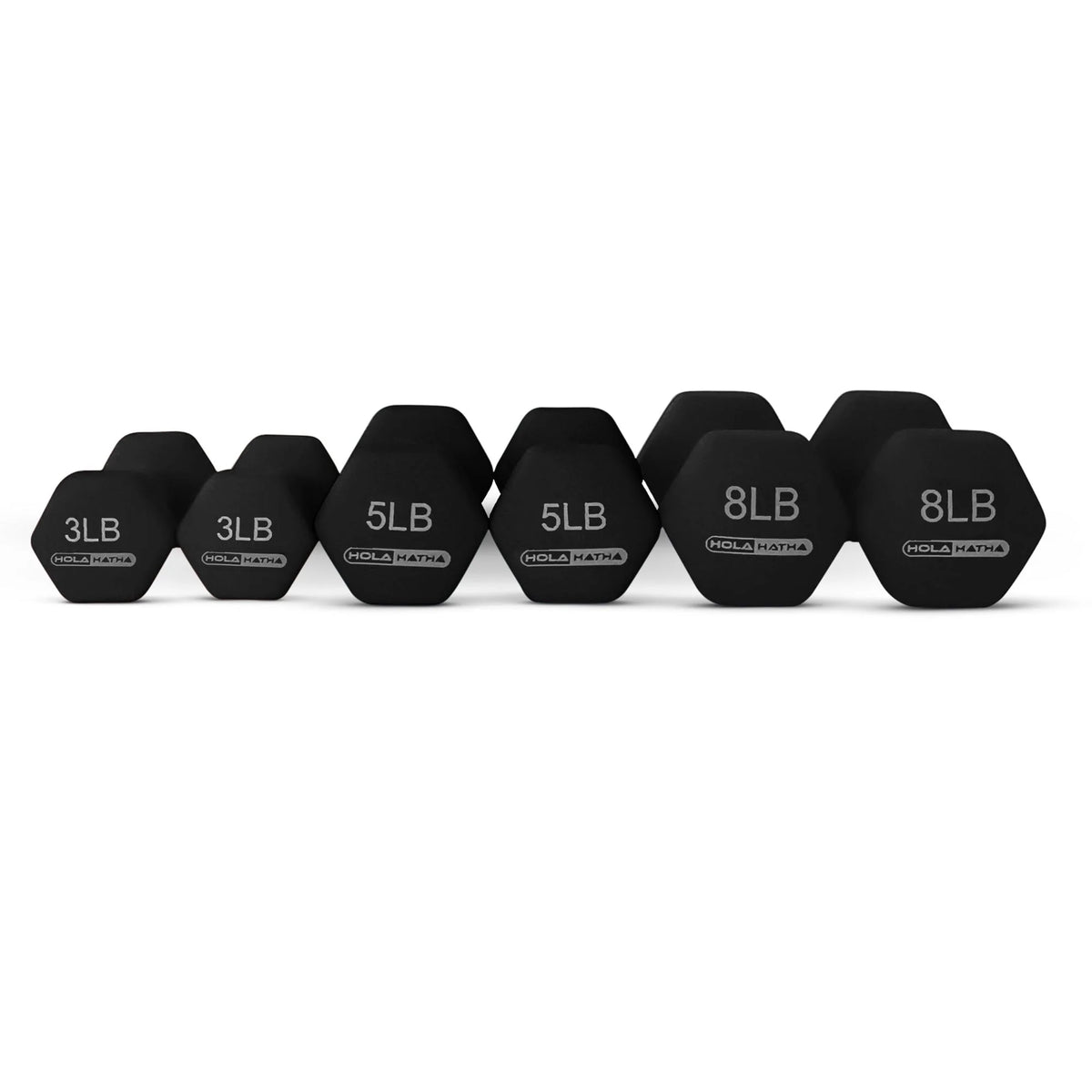 3, 5, and 8 Pound Dumbbell Hand Weight Set with Storage Rack, Black M92947