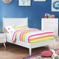 White Twin Size Solid Wood Platform Bed T3774