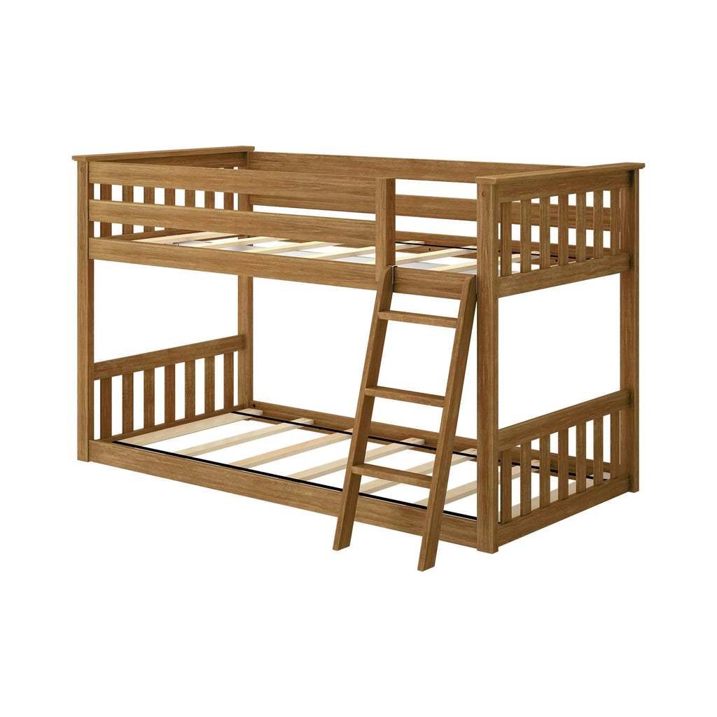 Twin over Twin Solid Wood Bunk Bed with Ladder O53094