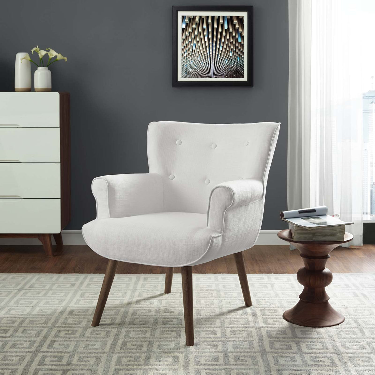 White Upholstered Armchair L3318