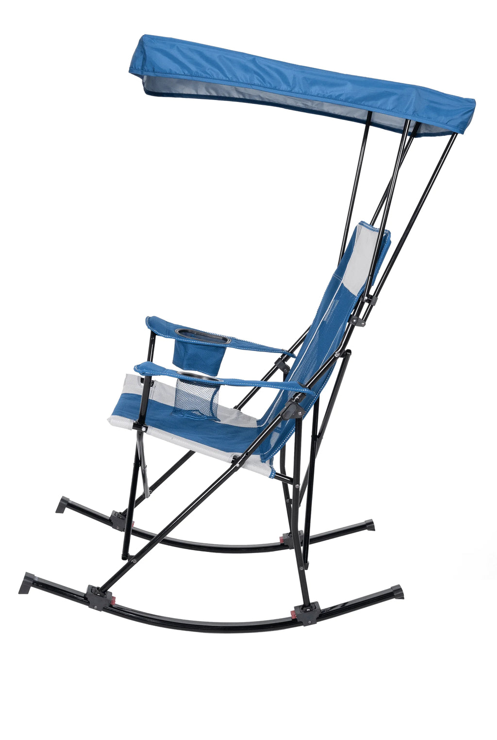 Blue and Grey Mesh Rocking Camp Chair with Canopy V997235