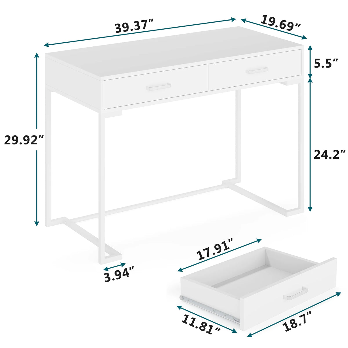 White Computer Desk with 2 Storage Drawers J739669