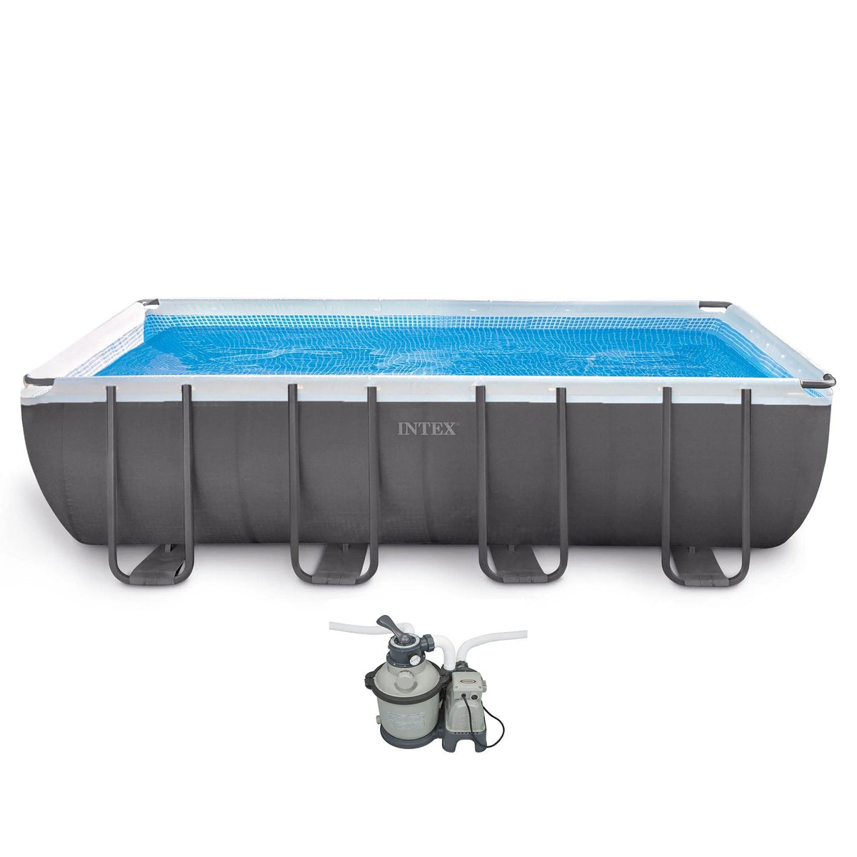 18ft x 9ft x 52in Rectangular Above Ground Pool with Pump R136