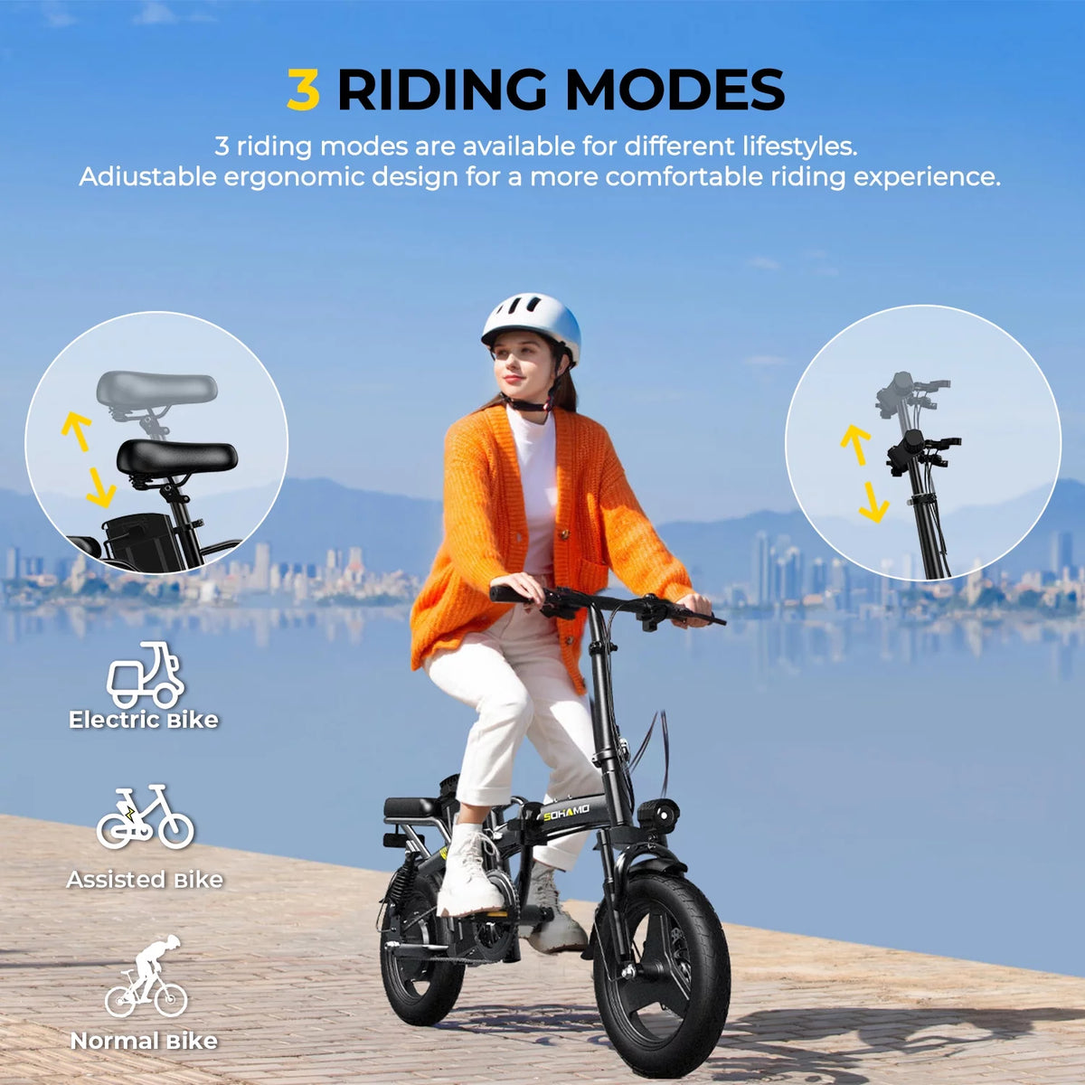 Electric Bike with 400W Motor 48V 13Ah Removable Battery Folding M33522