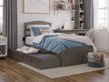 Grey Twin Wood Platform Bed with 2 Storage Drawers T604