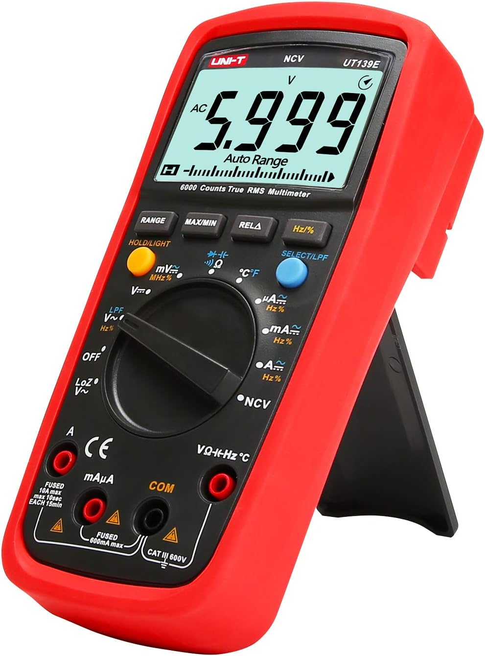 True RMS Digital Multimeter 6000 Counts AC DC Voltage Current Resistance Capacitance Frequency Temperature U1537
