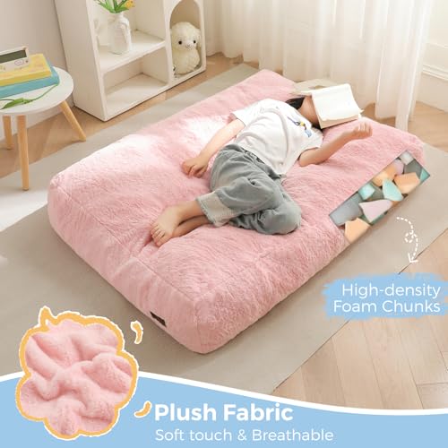 Beige Convertible Bean Bag Chair Bed S307