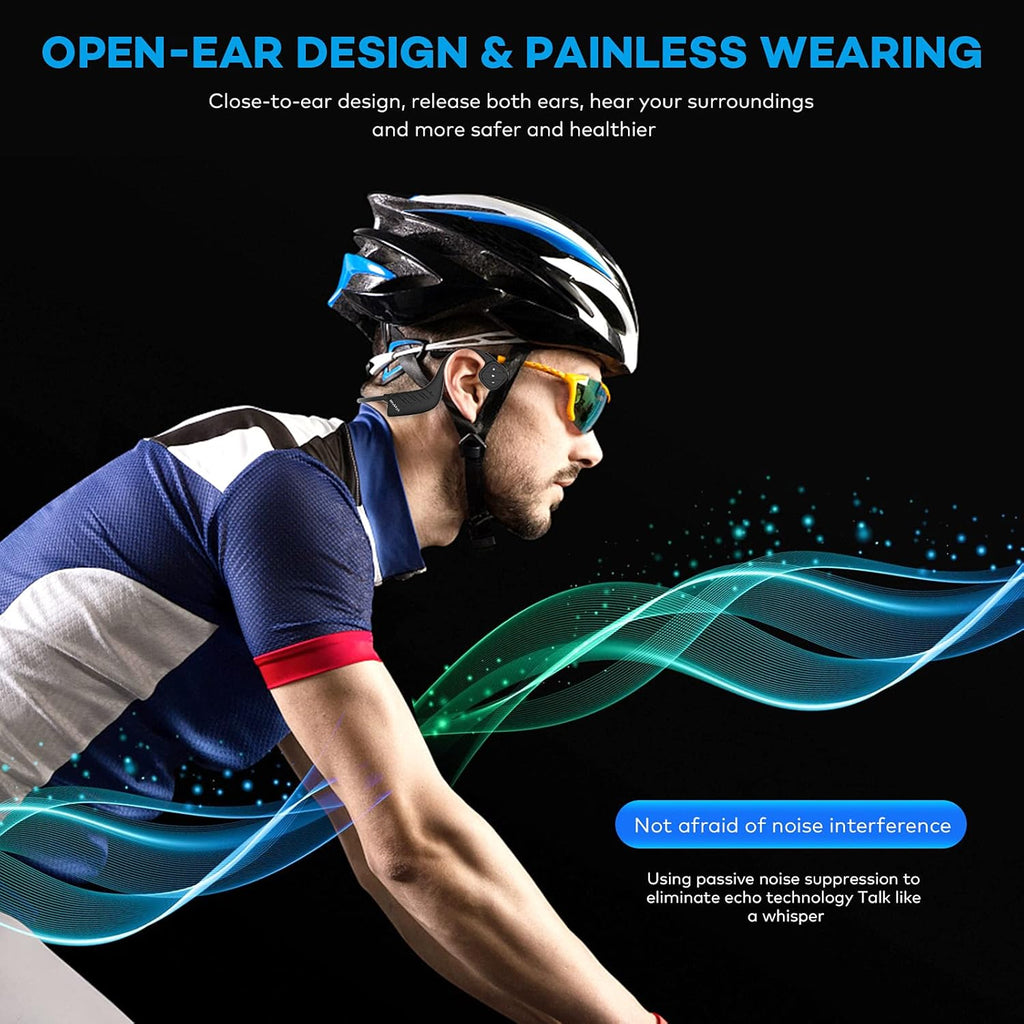 Waterproof Bone Conduction Headphones IPX8 Open-Ear 8GB MP3 Player Wireless Bluetooth Sports Headphones with Noise Cancelling MIC A6489