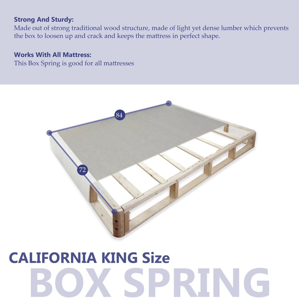 Fully Assembled Wood Box Spring for Mattress, Queen, White G2759