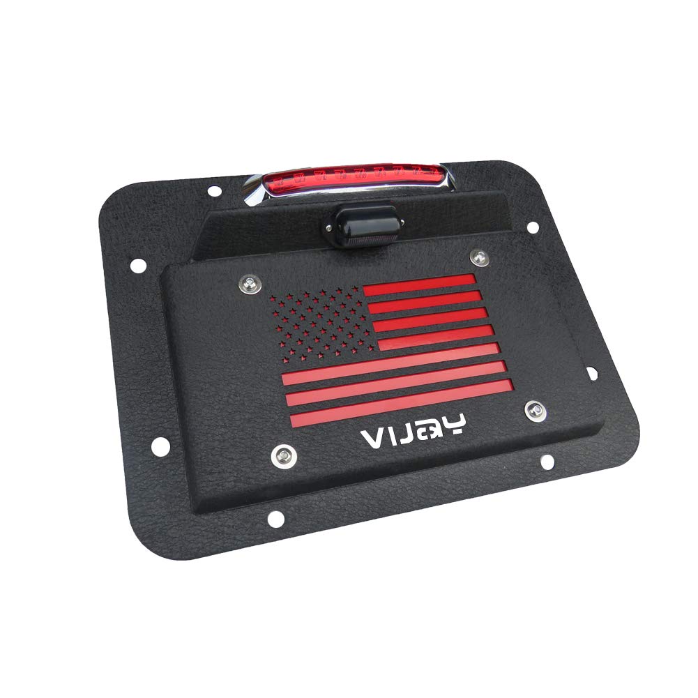 Spare Tire Delete License Plate Relocation Kit with Plate Light and Third Brake Light for Wrangler JK JKU Pack of 2 T136512