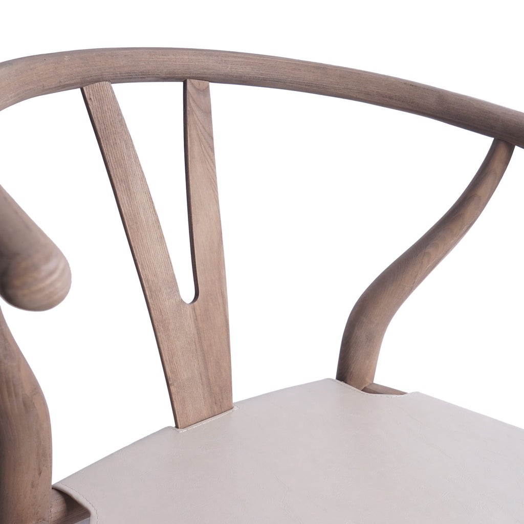 Tan Faux Leather and Wood Dining Chairs, Set of 4 F672