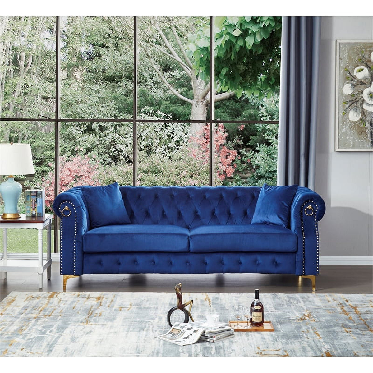 Blue Velvet Sofa W475