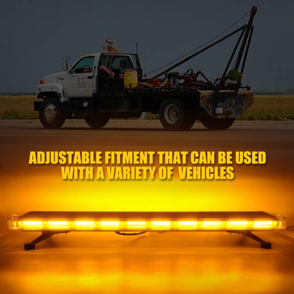 47 Inch COB LED Amber Rooftop Emergency Strobe Lights Bar with Adjustable Mounting Brackets S724