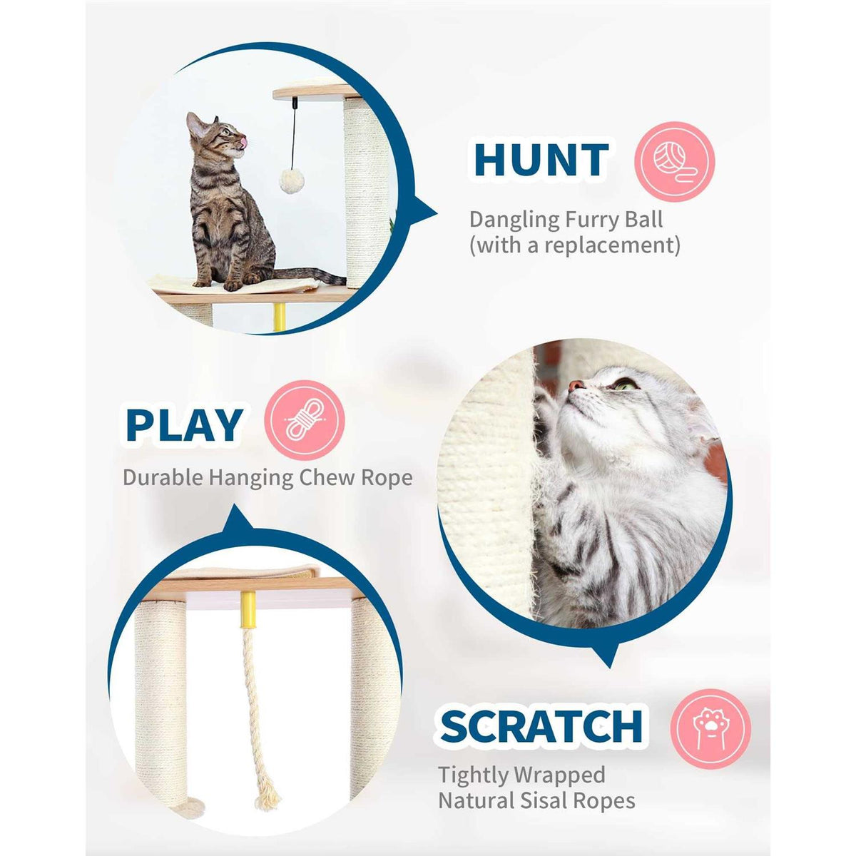 65 Tall Wood Cat Tree with Hammock K266310