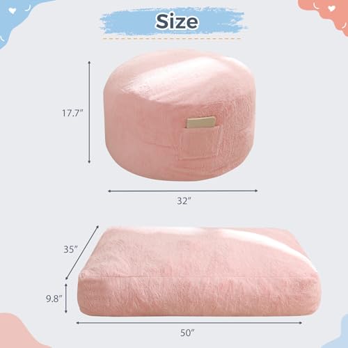 Beige Convertible Bean Bag Chair Bed S307
