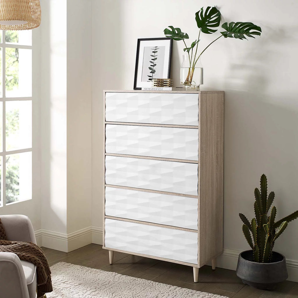 Oak White 5-Drawer Chest G914