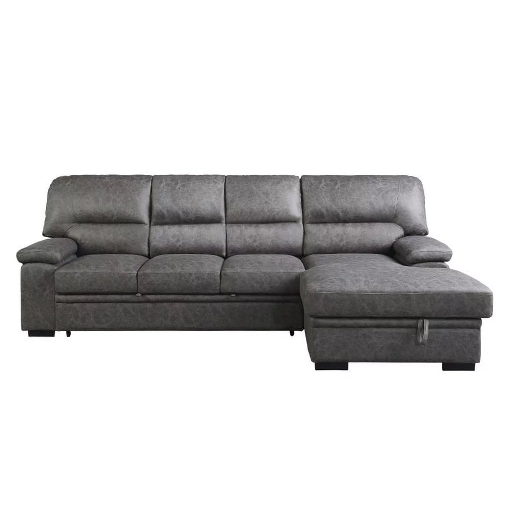 Dark Gray Microfiber Sectional with Right Chaise P6454
