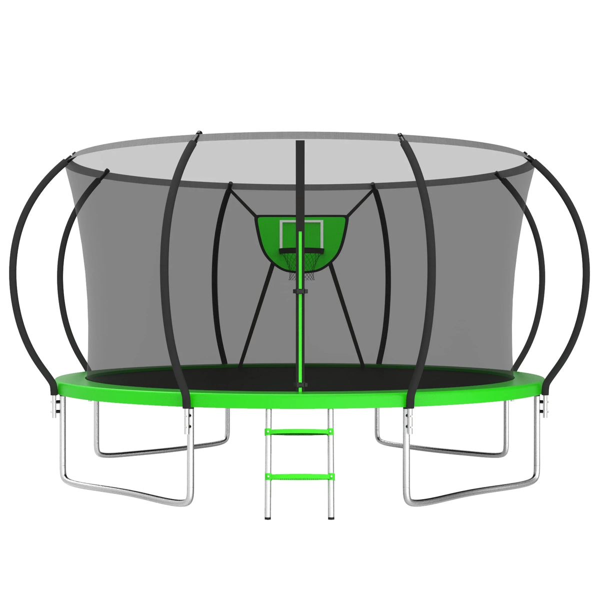 12FT Heavy Duty Trampoline with Enclosure and Basketball Hoop R63349