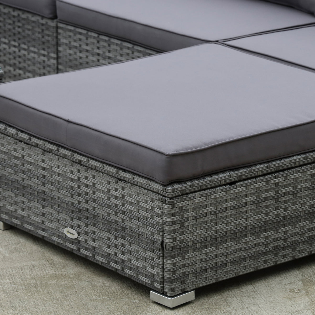 8 Pieces Gray PE Rattan Sectional Sofa with Tempered Glass Table T767