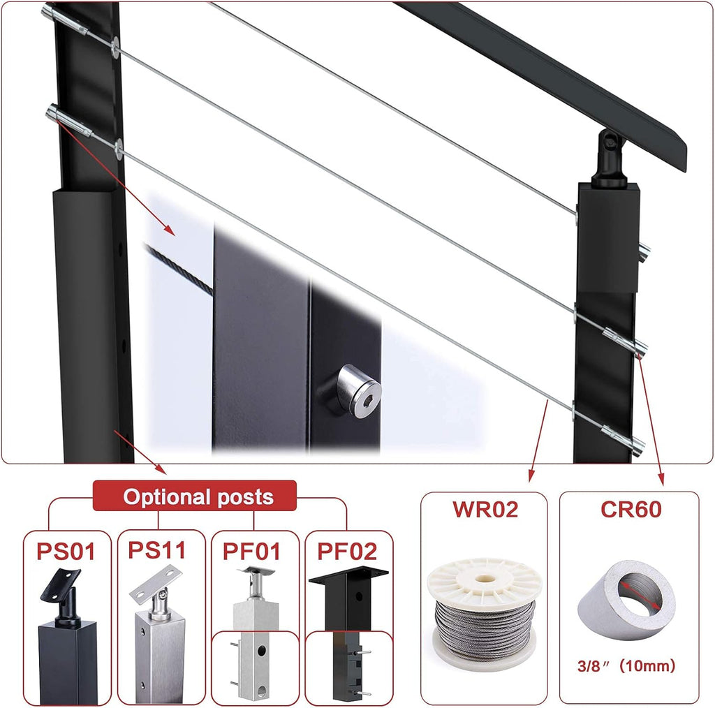 20Set Cable Railing Kit Invisible Swageless Turnbuckle Tensioner Terminal for Wood Metal Post Deck Stairs C1195