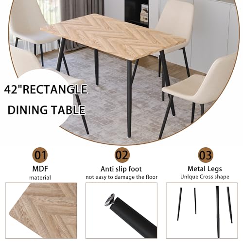 Dining Table and Chairs Set with 4 Fabric Chairs S1721