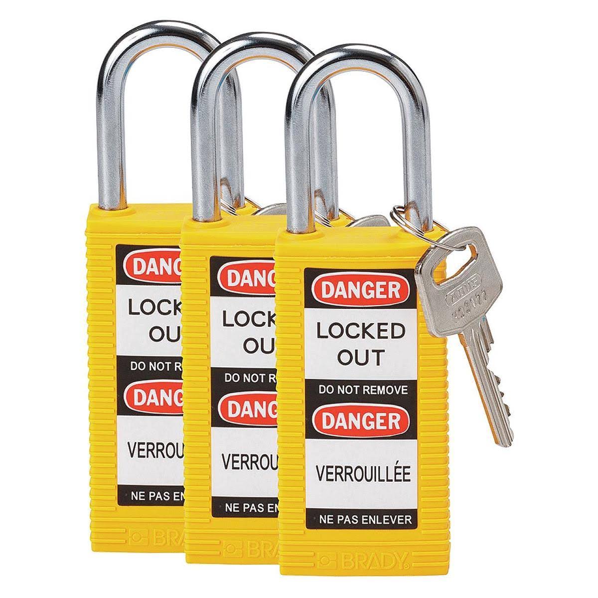 Yellow Lockout Padlock Pack of 3 Y29310