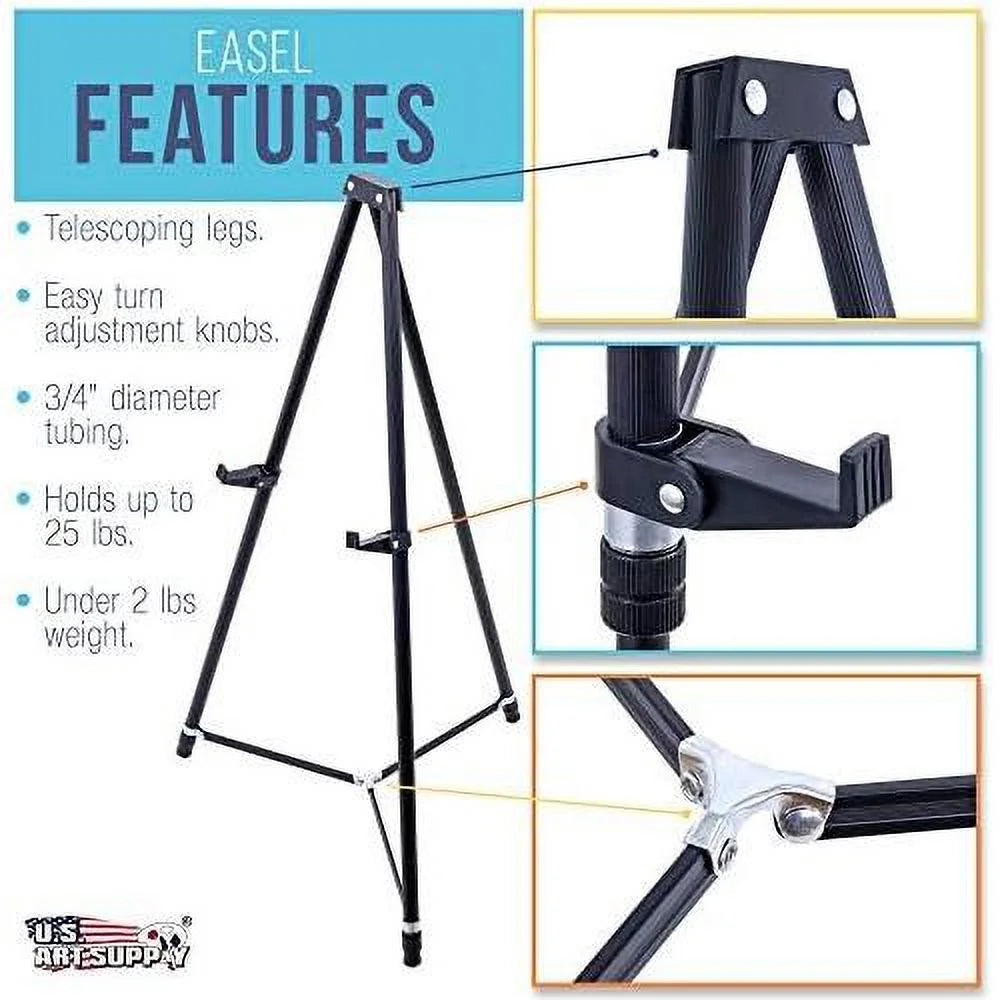 Black Aluminum Adjustable Tripod Display Easel F6526