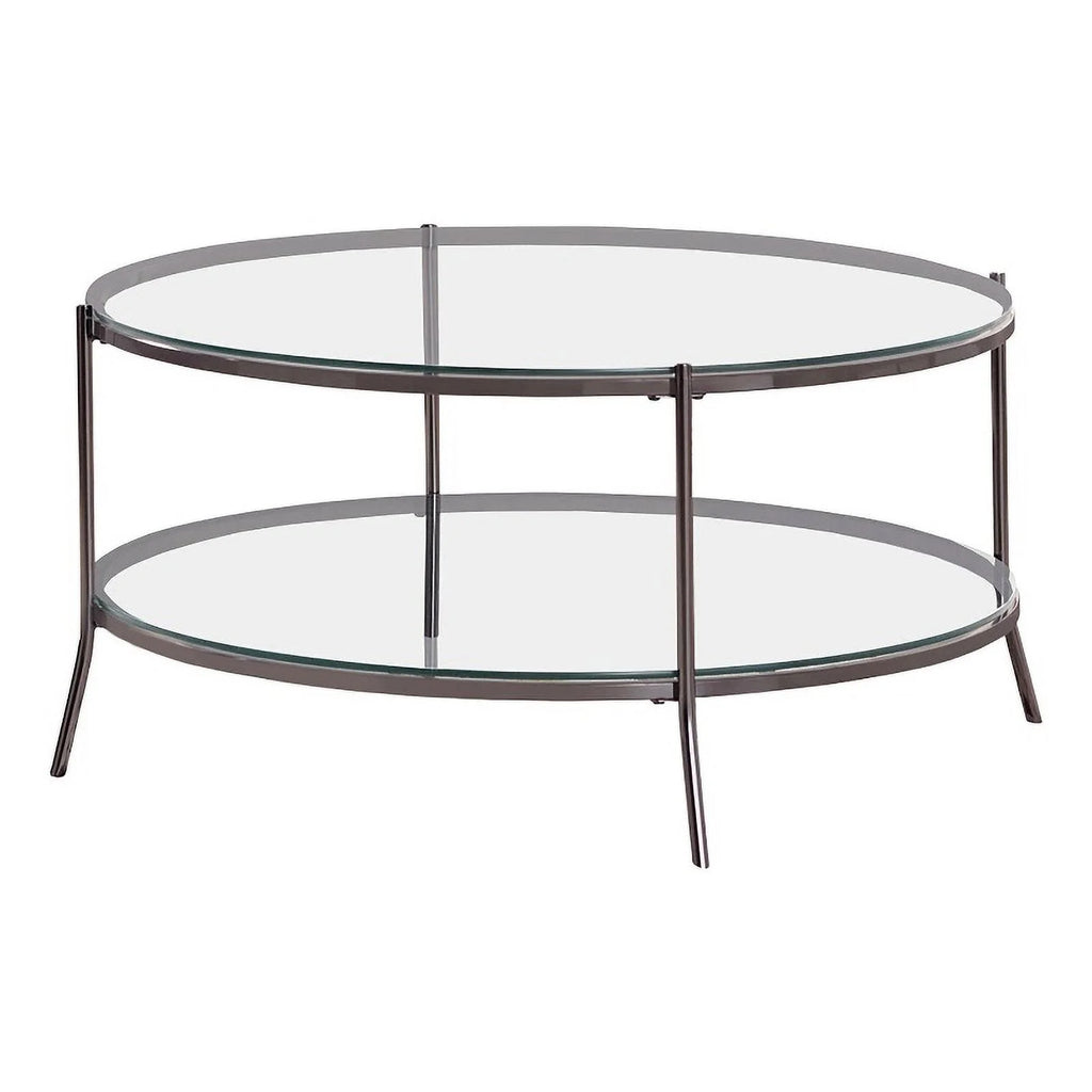 Round Metal Glass Top Coffee Table Y4136