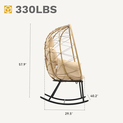 Oversized Light Gray Wicker Rattan Rocking Egg Chair M20152