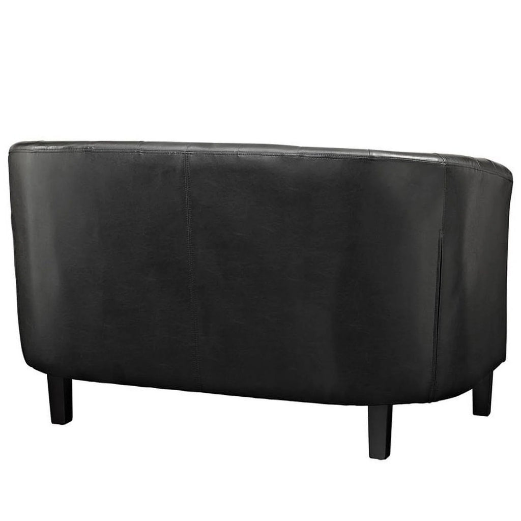 Black Faux Leather Tufted Loveseat C157