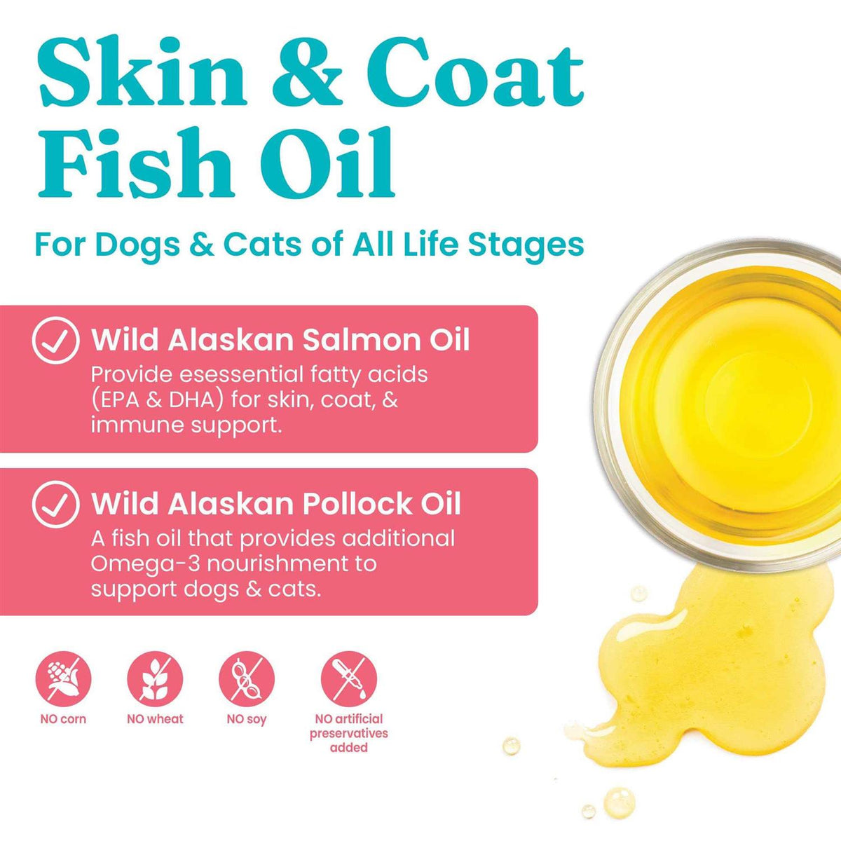 Solid Gold Fish Oil for Dogs & Cats Wild Alaskan Salmon Oil S388