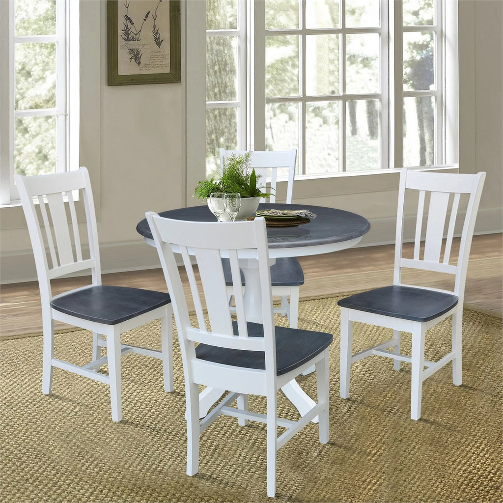 Round Pedestal Wood Dining Table with 4 Chairs M605