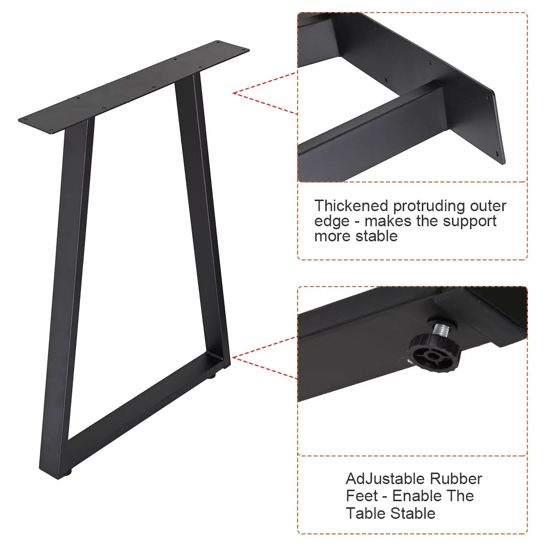 Metal Table Legs 28" Trapezoid Heavy Duty Set of 2 A3401