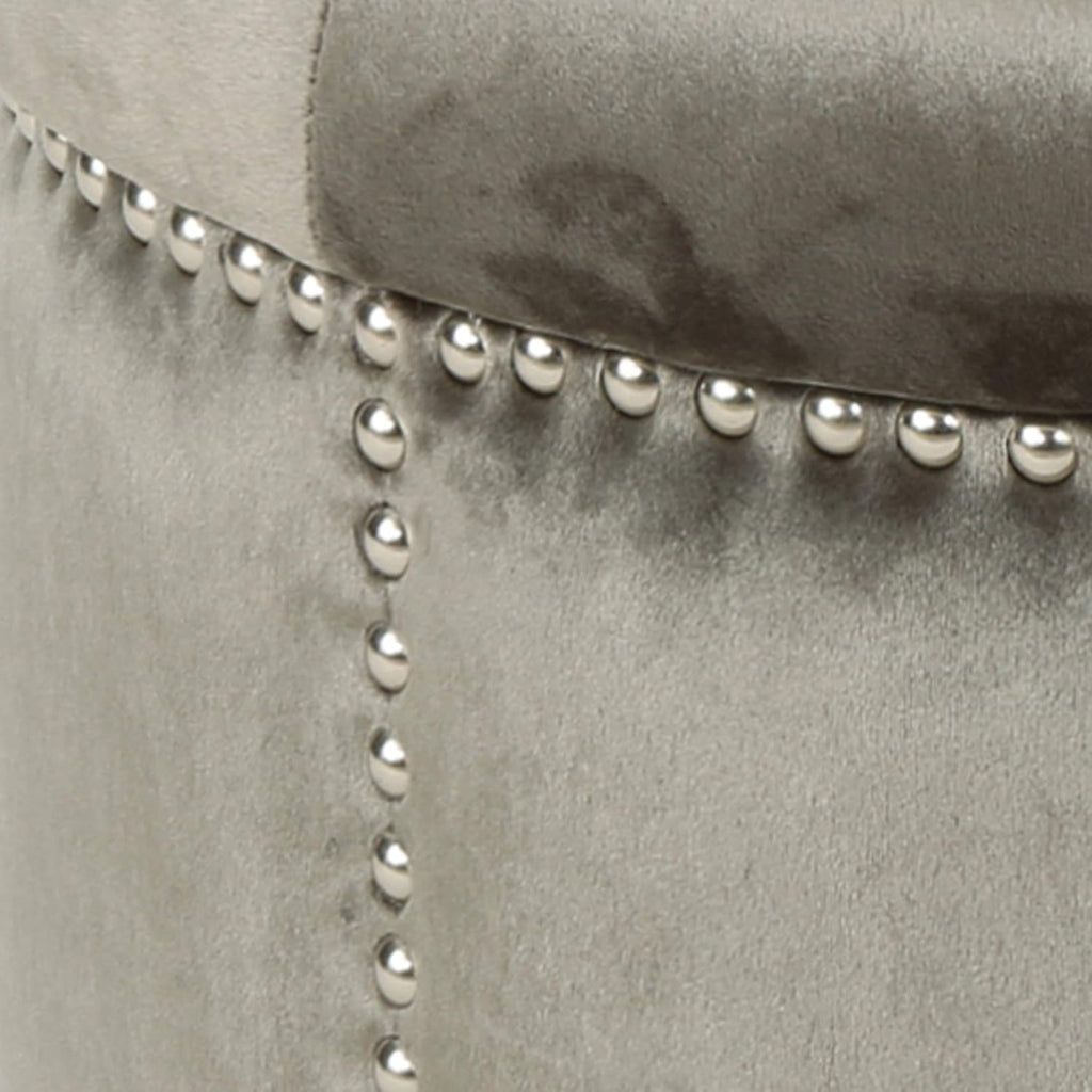 Grey Velvet Tufted Ottoman W929
