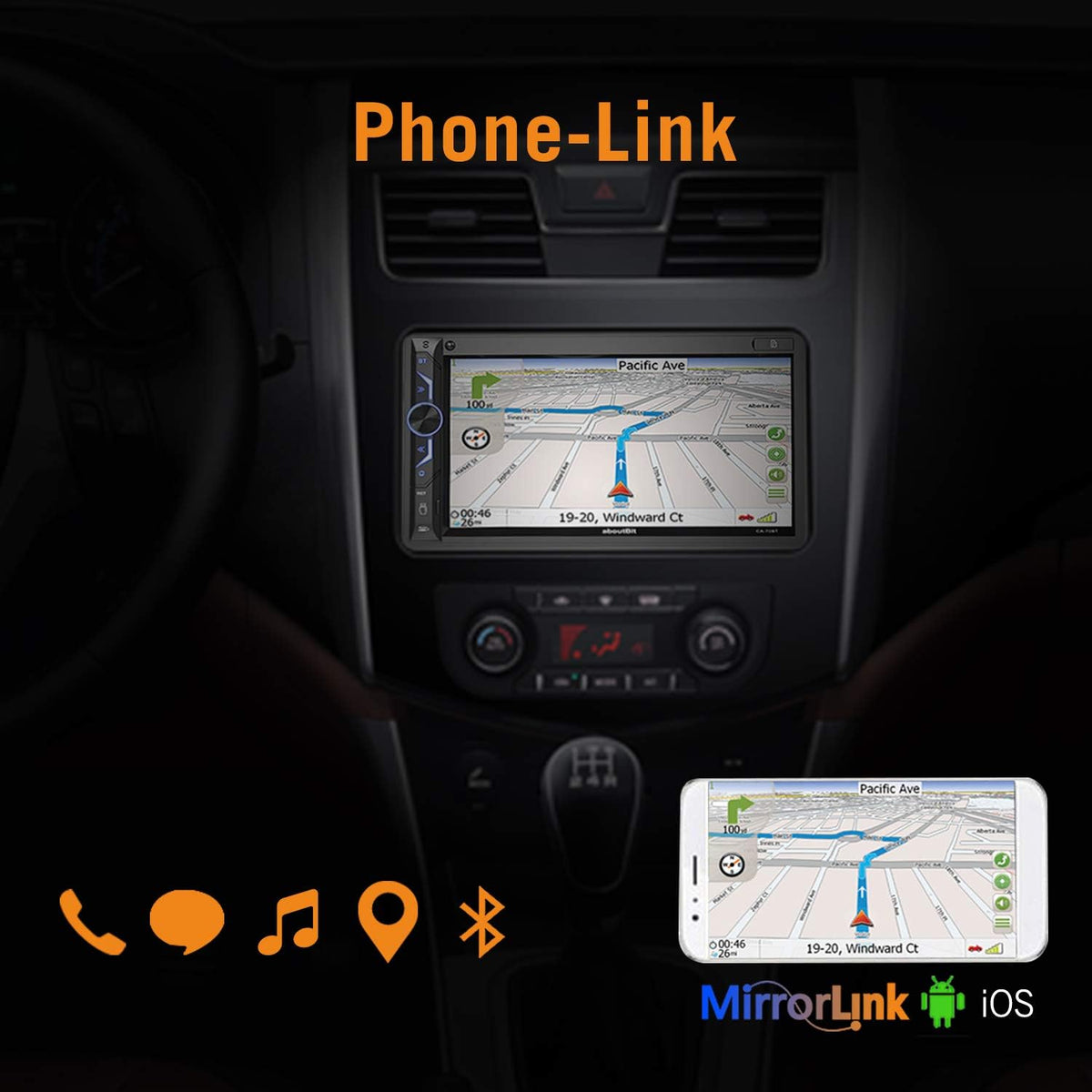7 inch Double Din Digital Media Car Stereo Receiver with Bluetooth 5.0 Touch Screen Q895152