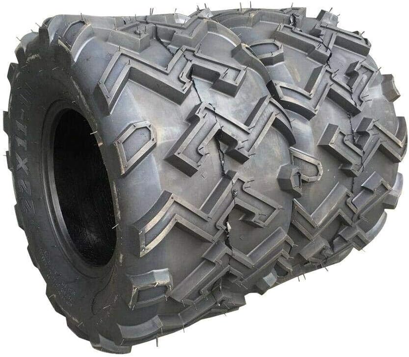 Set of 2 22X11-10 4 Ply Black Rubber Tires L1061