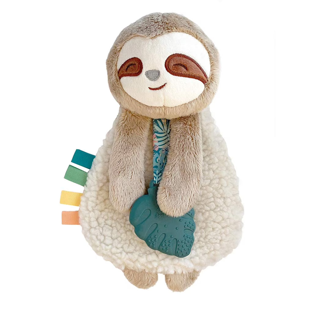 Sloth Lovey with Teether, Ribbons, Crinkle Sound, Sherpa Fabric, Minky Plush M5986