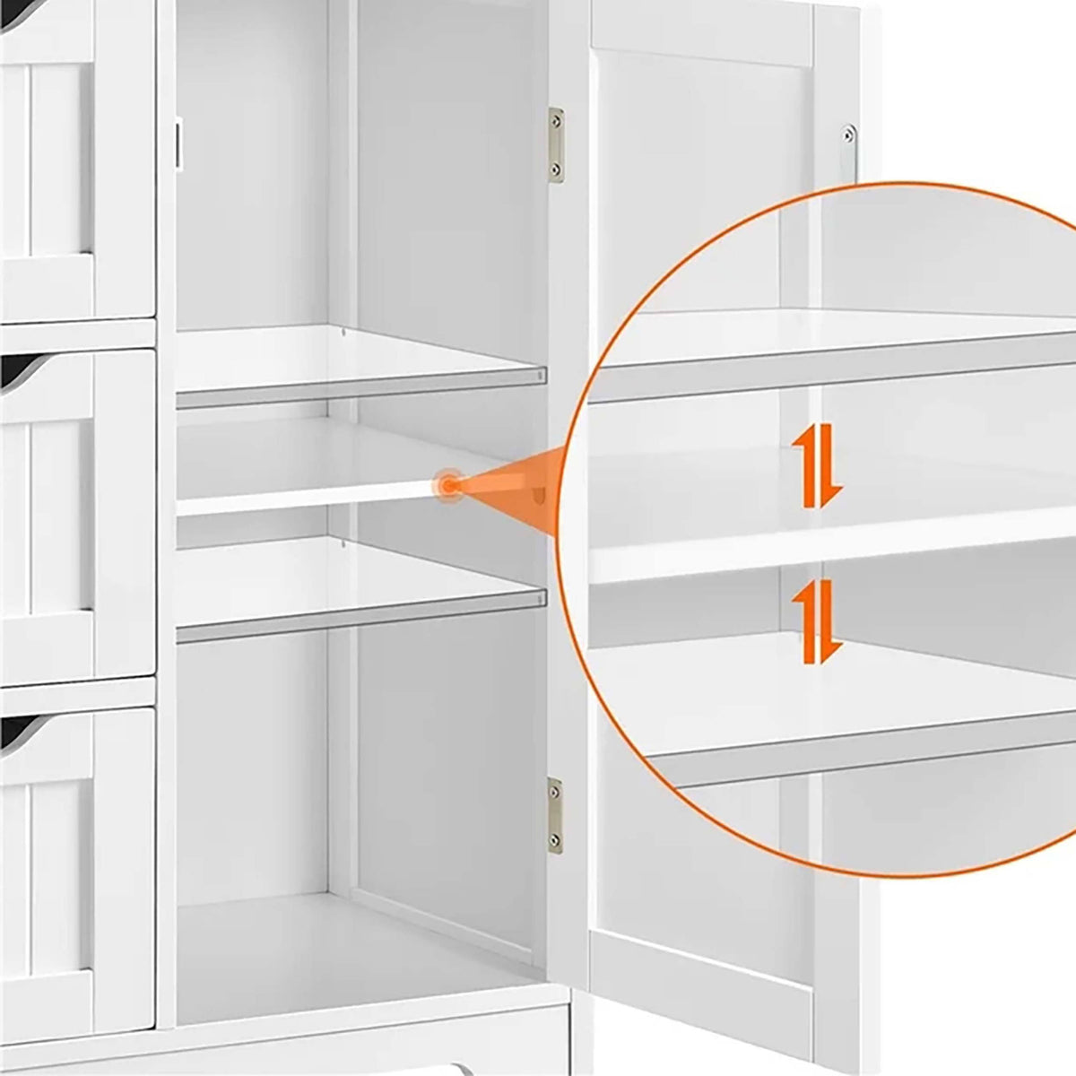 White 4 Drawers Bathroom Storage Cabinet with 2 Shelves V590