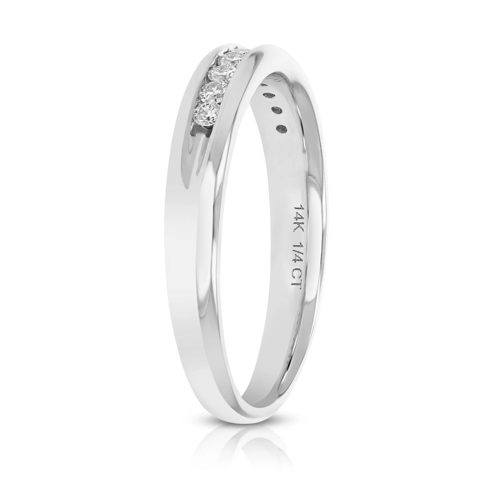 14K White Gold Diamond Bridal Band Comfort Fit B9040