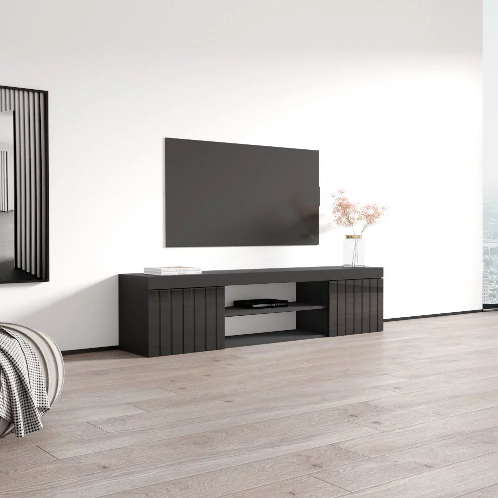 High Gloss 71" Floating TV Stand with Storage Cabinets D58994