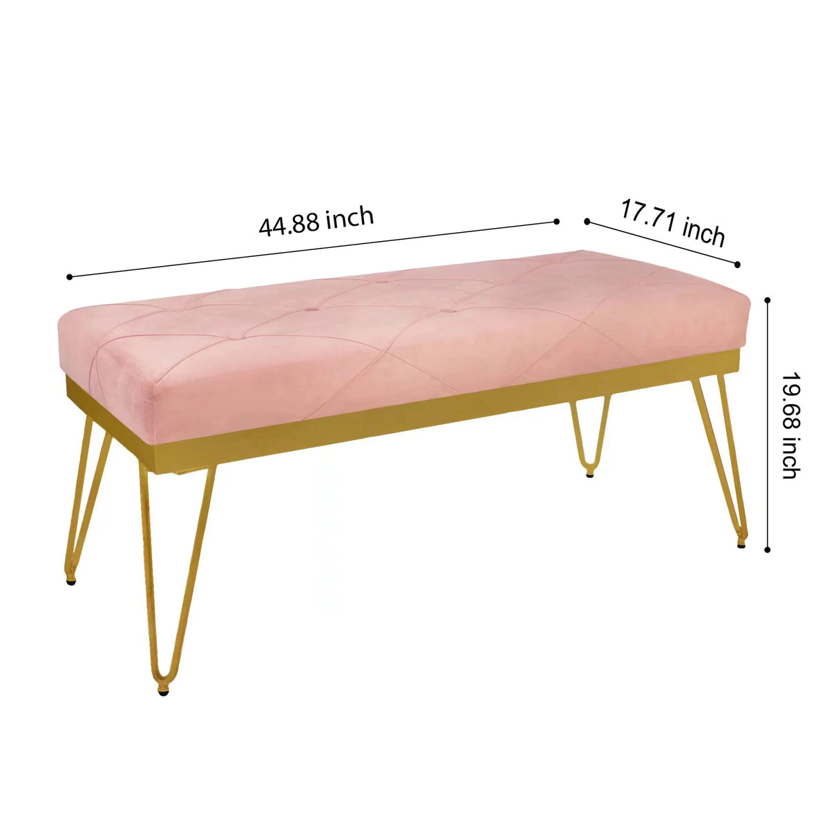 Pink Velvet Bedroom Bench Z19213