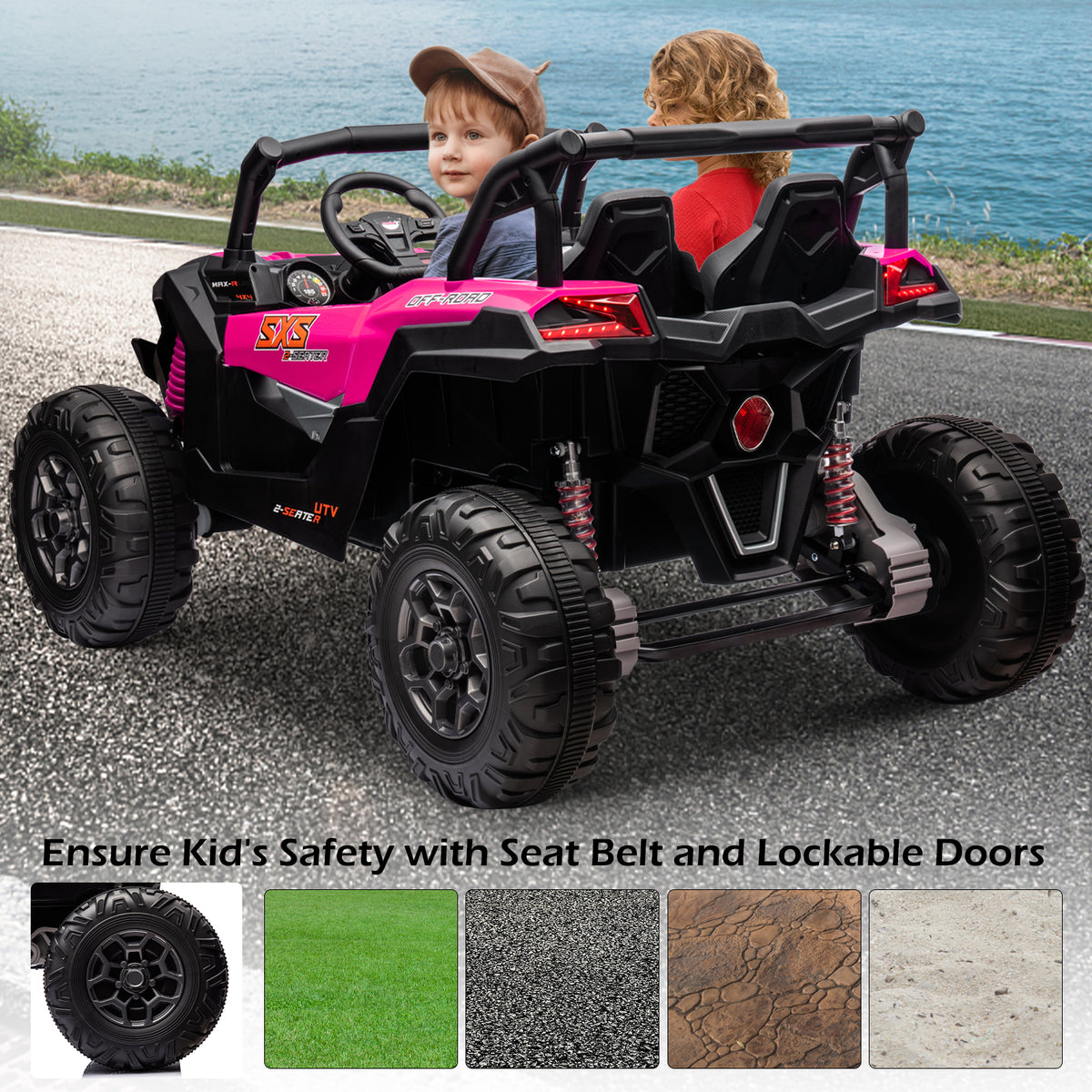 Pink 24V 4x4 Ride on Car UTV 2 Seater D967