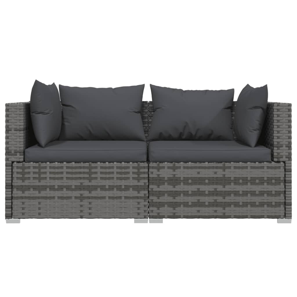 3 Piece Patio Lounge Set Gray Poly Rattan Sectional Outdoor Furniture Set A979