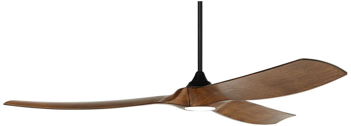 70" Black Koa Damp Rated Indoor Outdoor Ceiling Fan with Dimmable LED Light Remote A8464