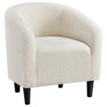 Ivory Boucle Fabric Barrel Chair I625