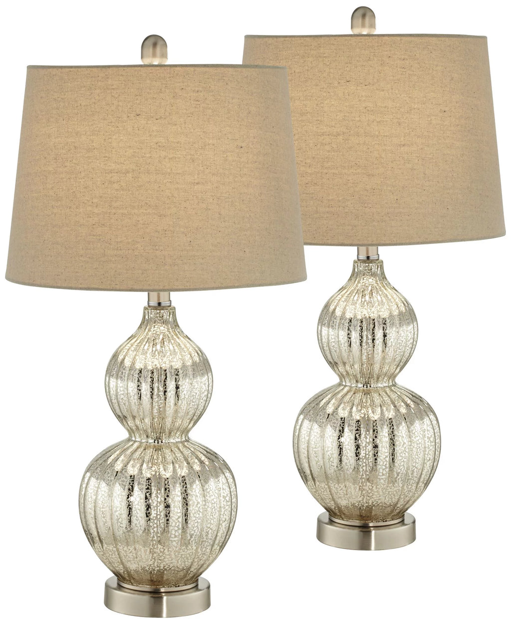 25" High Set of 2 Fluted Mercury Glass Table Lamps A849