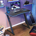 39.4 inch Blue Z-Shaped Gaming Desk with Headphone Hook K15217
