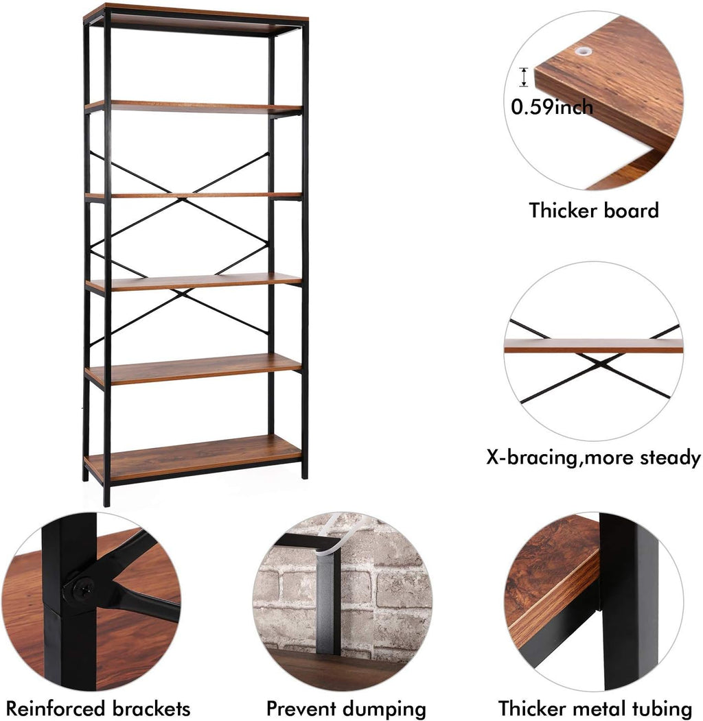 5-Tier Industrial Bookshelf U311