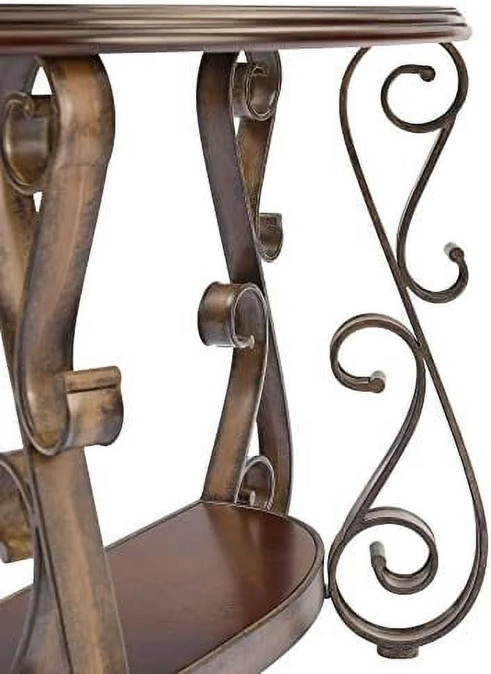 Half Round Console Table with Glass Top and Metal Legs P358829