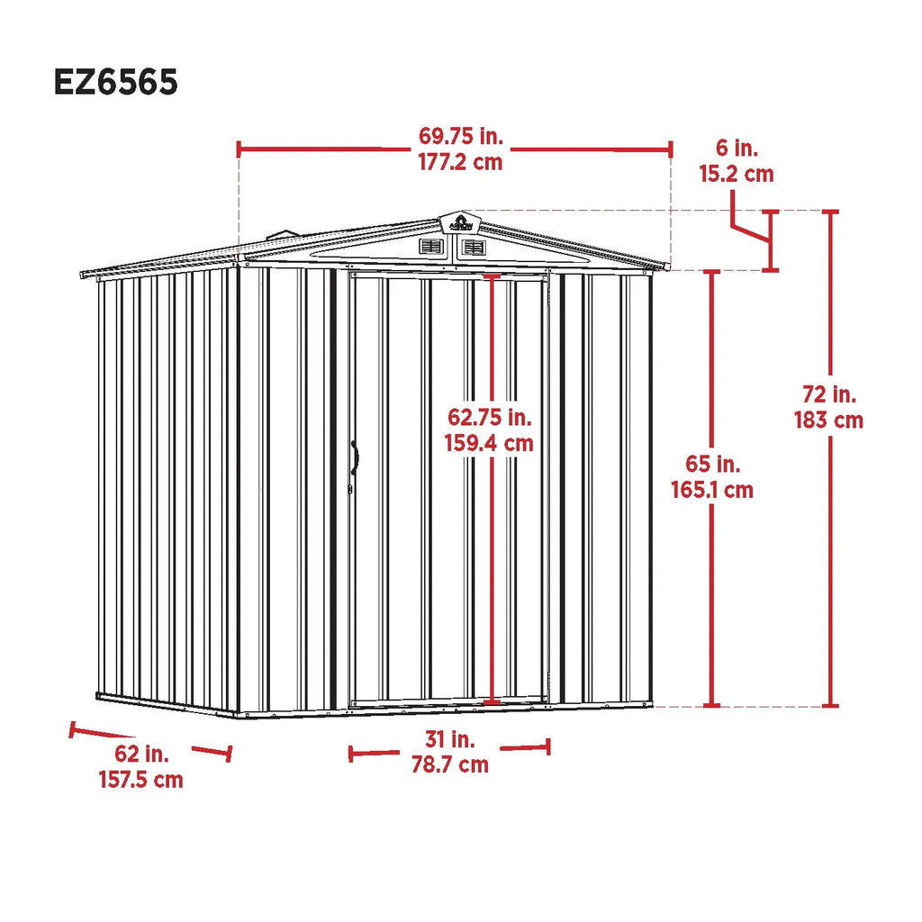 6 x 5 ft Galvanized Steel Storage Shed P112730